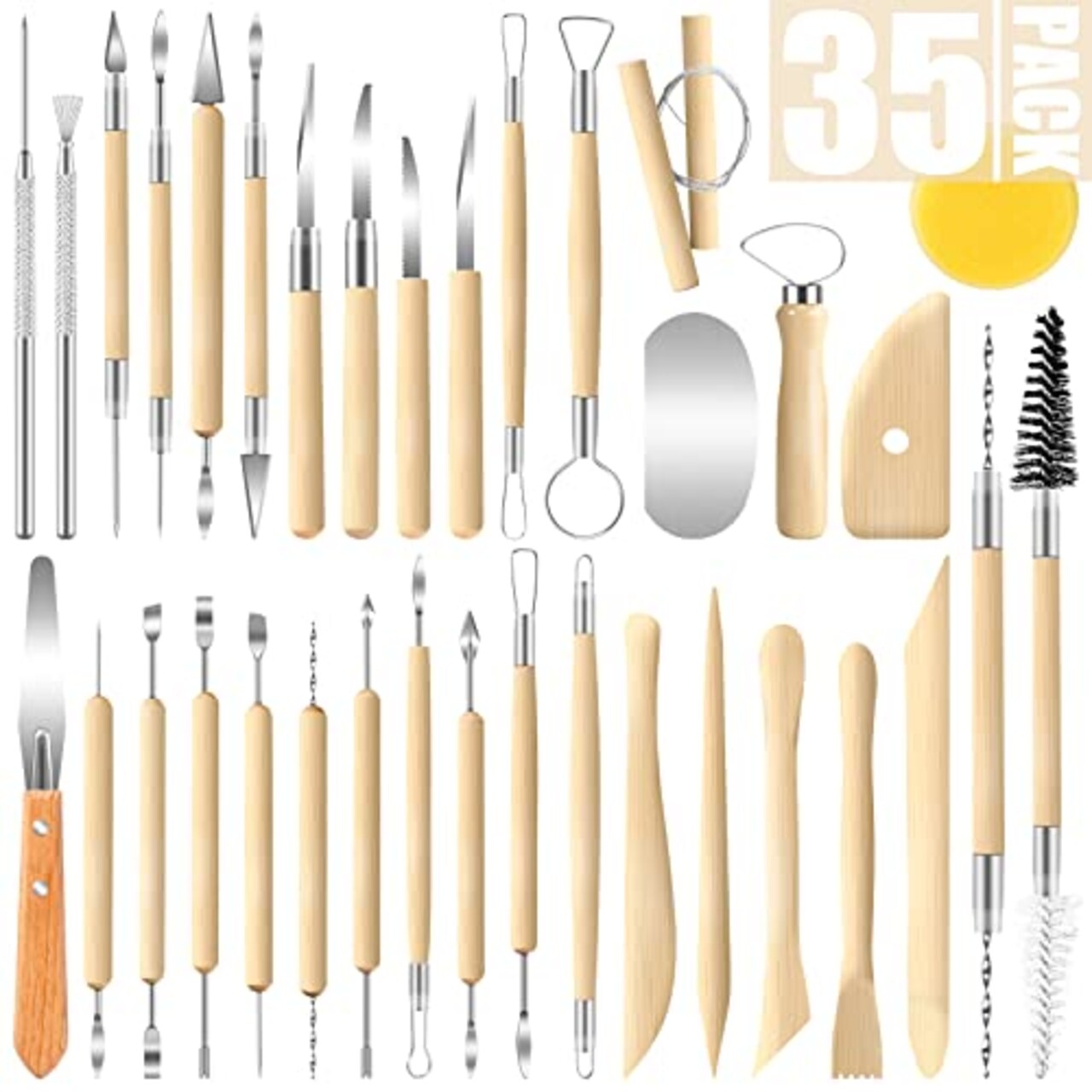 35 Pack Clay Tools Kit, Pottery Tools & Sculpting Tools, Polymer Modeling Clay Cutters Sculpture Set for Carving, Ceramics, Molding, DIY